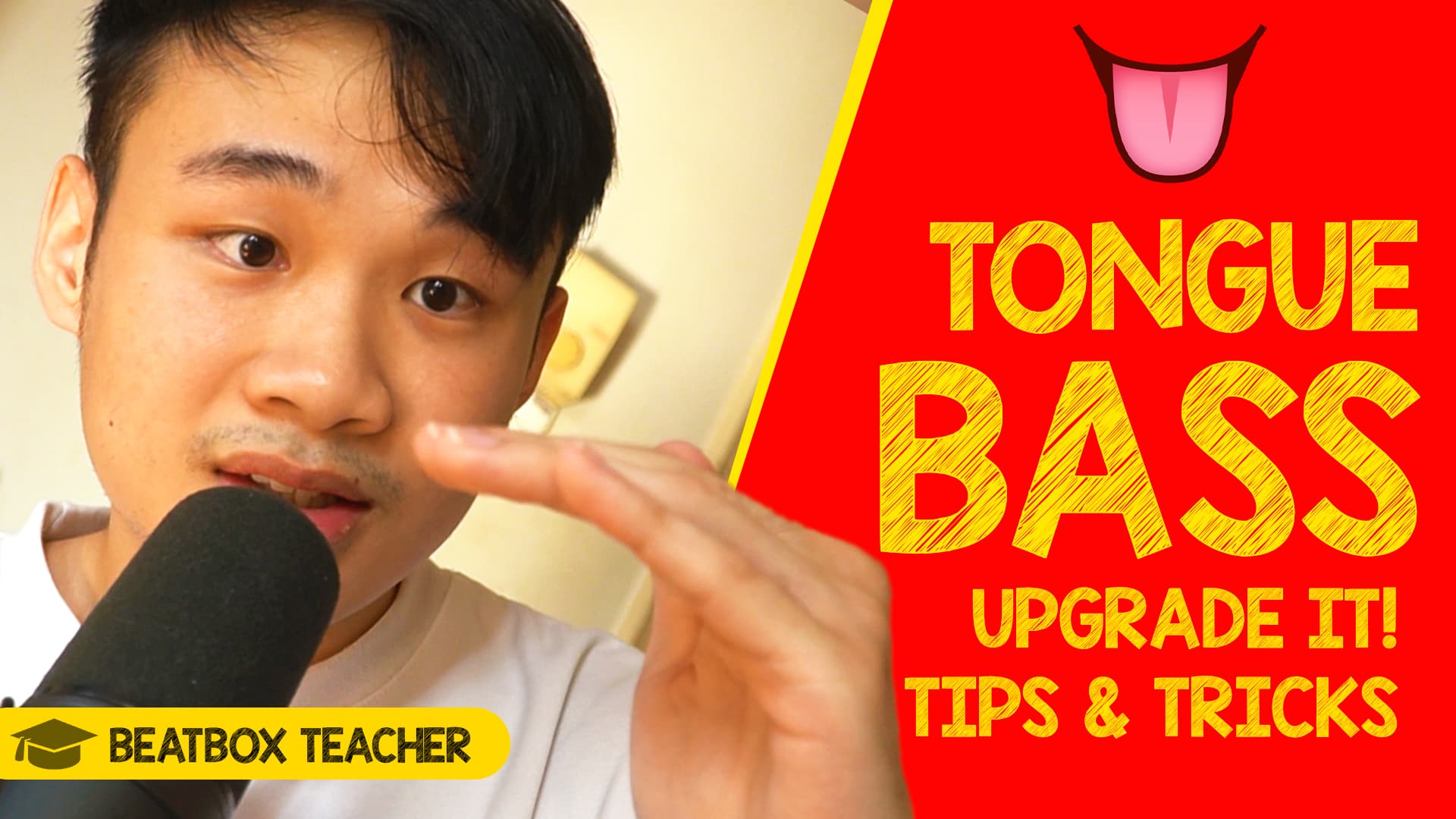 A beatboxer performing the tongue bass technique